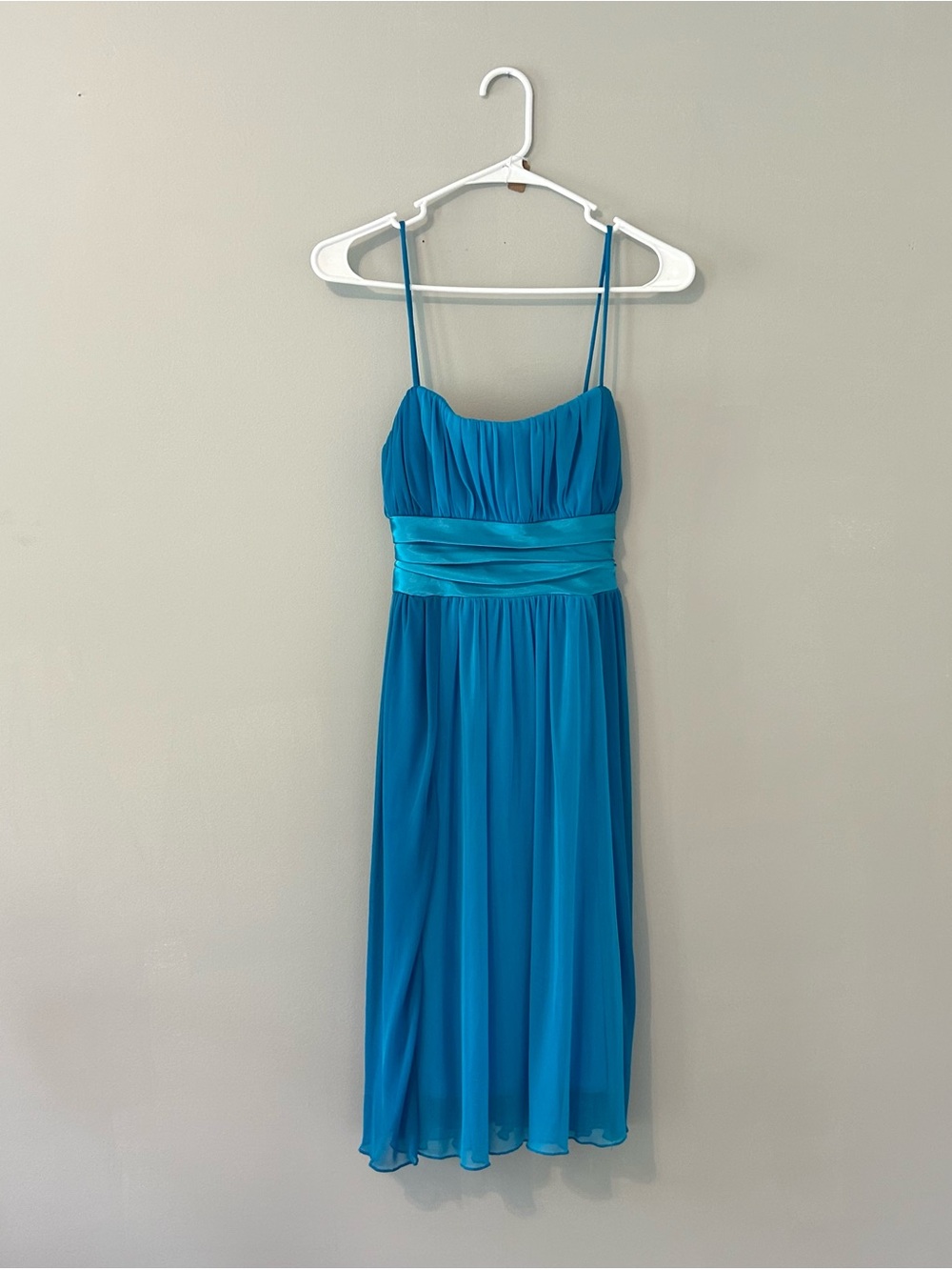 blue city triangles tie back dress